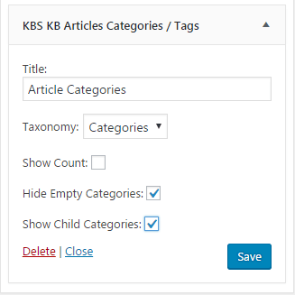 Configure KB Article Category Widget