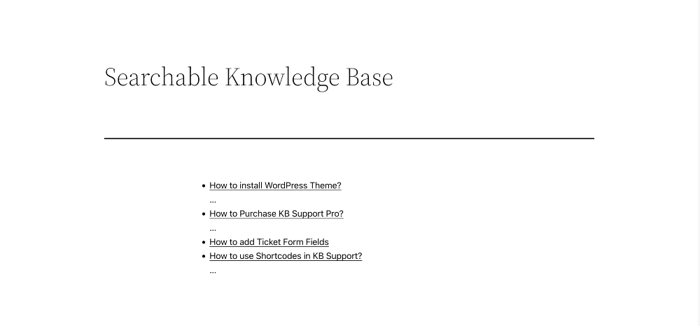 preview of knowledge base articles